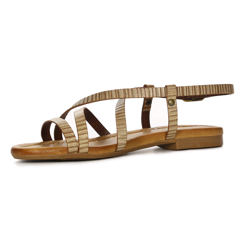 Maciejka Elegant Leather Sandals Flat Gold 06635-04/00-0