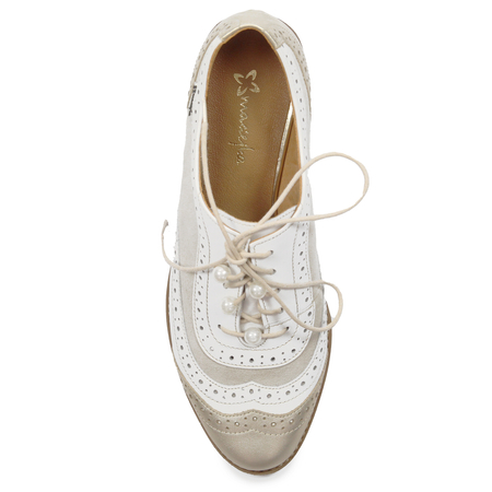 Maciejka Women's Leather Beige + Gold Low Shoes