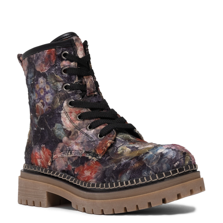 Artiker Lace-Up Lug-Sole Ankle Boots Side-Zip Multicolor 57C1054