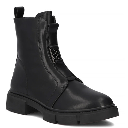 Filippo Leather Insulated Women's Ankle Boots Flat Heel Black DBT652425BK