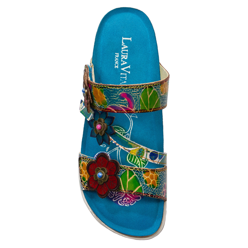Laura Vita Women's Leather Flip Flops Turquoise