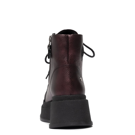 Maciejka Leather Combat Boots on Platform Metallic Purple 06309-42/00-8