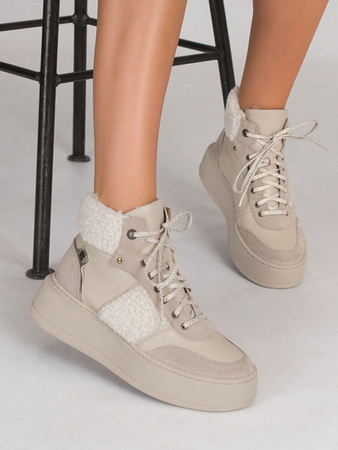 Maciejka Beige Lace-Up warmed Boots