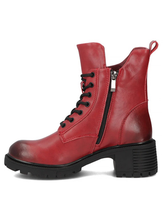 Filippo Leather Insulated Ankle Boots On Block Heel Red DBT6501-25-RD