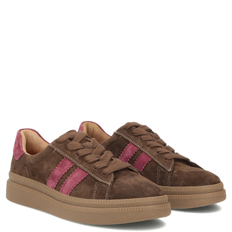 Filippo Skórzane Sneakersy w Czekoladowym Brązie z Kontrastowym Akcentem DP7981-26-D-BR