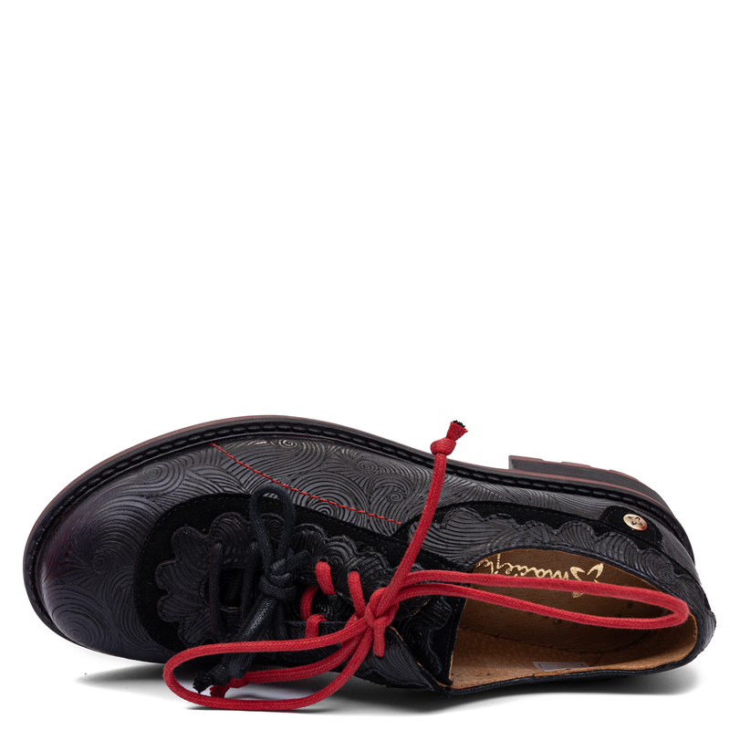 Maciejka Women's Leather Low Shoes Black Red 07600-08/00-1