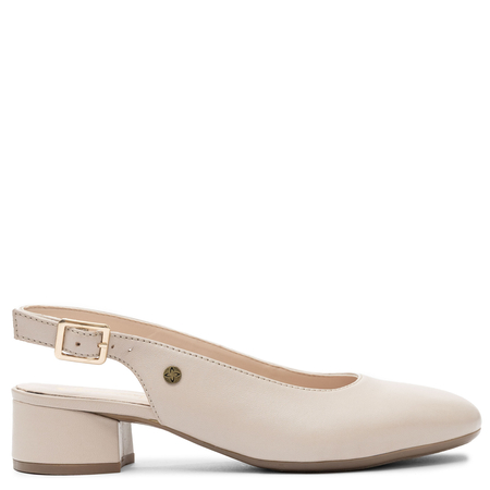 Maciejka Skórzane Slingback Czółenka na Słupku Beżowe P7492-37/00-1