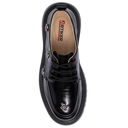 Artiker Women's Leather Patent Black Shoes