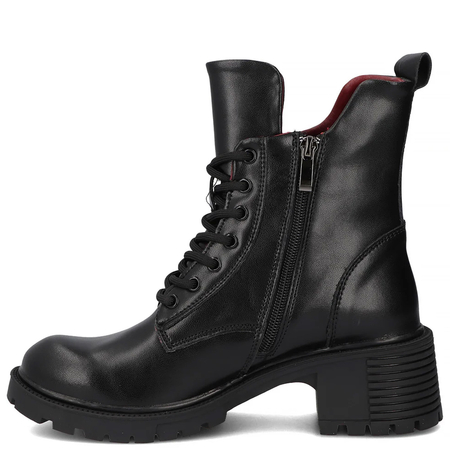 Filippo Women's Insulated Leather Ankle Boots with Block Heel Black DBT6501-26-BK