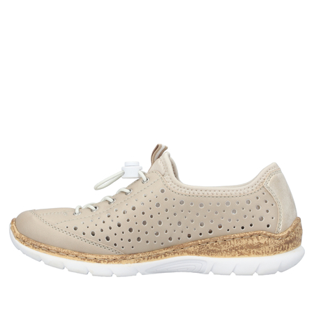 Rieker Ażurowe Sneakersy Damskie Półbuty z Suwakiem Beżowy N42P6-62