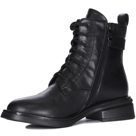 Maciejka Leather Lace-Up Ankle Boots Side Zipper Black N3113-01/00-8N3113-01/00-8