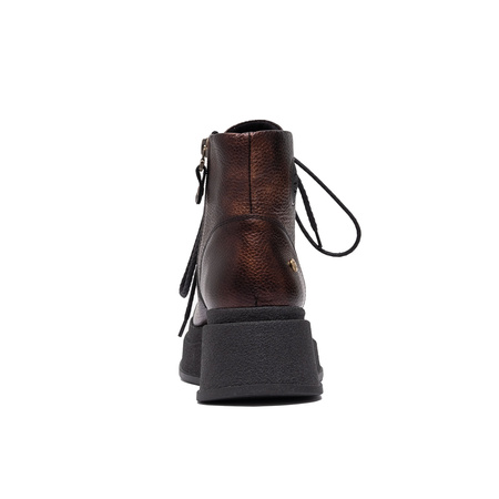 Maciejka Leather Combat Boots on Platform Metallic Brown 06309-32/00-8