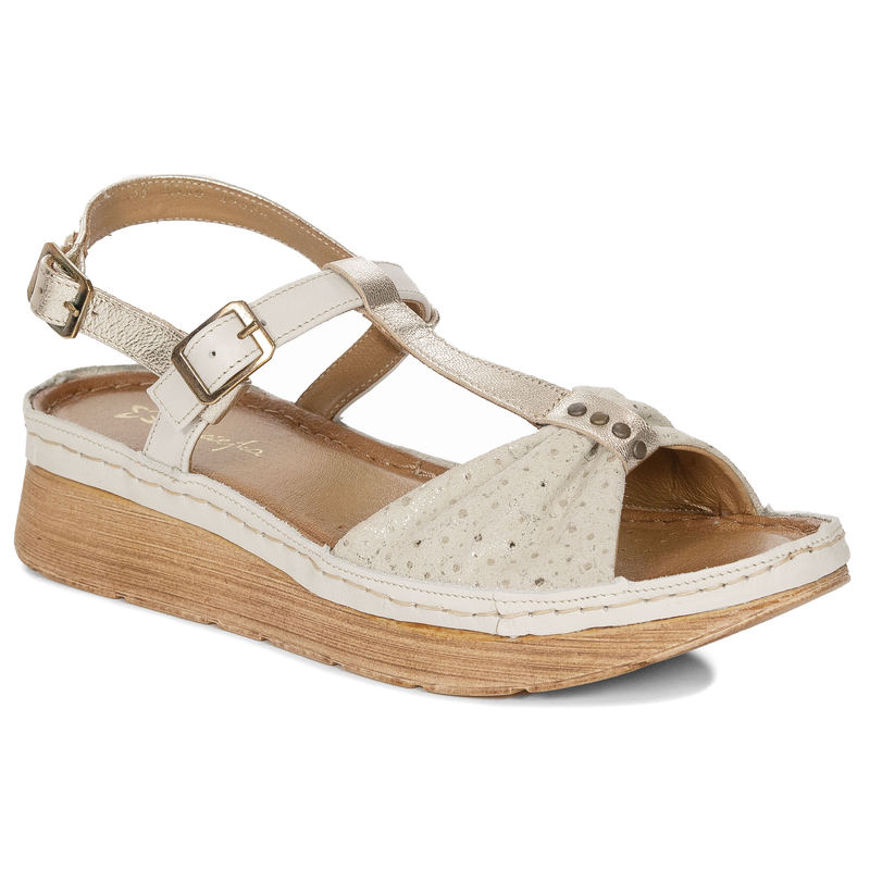 Maciejka Beige and Gold Sandals