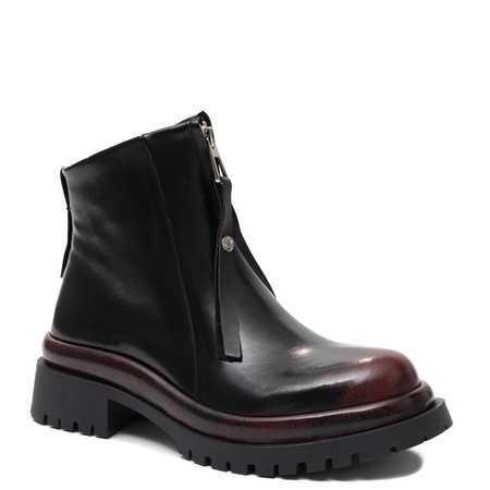 Maciejka Stylish Leather Platform Ankle Boots Black K7732-08/00-7