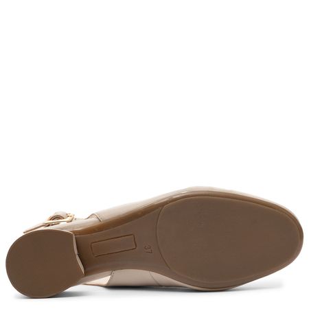 Maciejka Leather Slingback Court Shoes Low Block Heel Beige P7492-37/00-1<