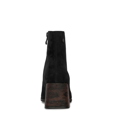 Maciejka Elegant Women's Suede Ankle Boots on a Patterned Block Heel Black  K7202-01/00-8
