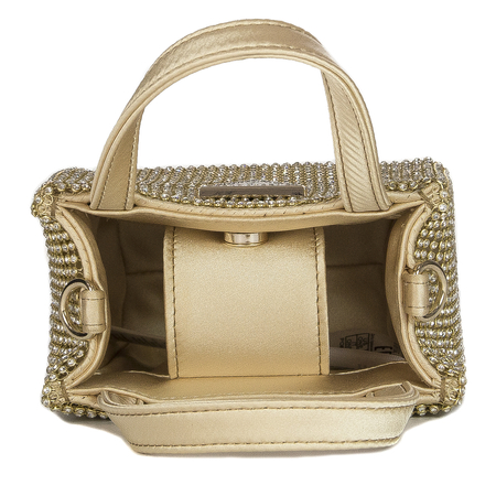 Guess Torba damska wieczorowa Lua Mini Gold złota z cyrkoniami