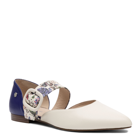 Maciejka Leather D’Orsay Flats Pointed-Toe Beige-Purple K7438-05/00-1