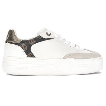 Guess Sneakersy Damskie Skórzane Na Platformie White