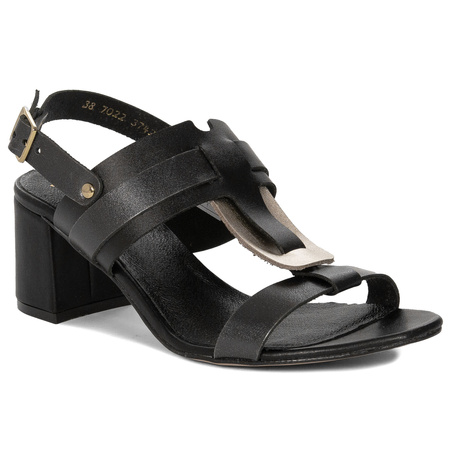 Maciejka Women's Leather Heeled Black Sandals
