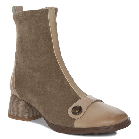 Hispanitas Women's Beige Ankle Boots with Heel