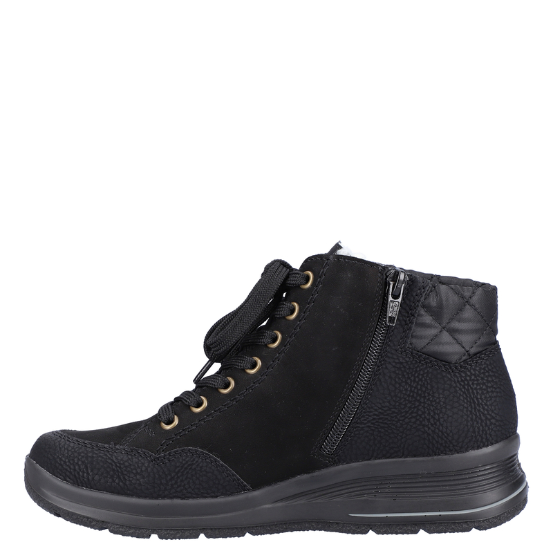 Rieker Ocieplane Skórzane Botki Na Platformie Czarne L7701-00-BLK