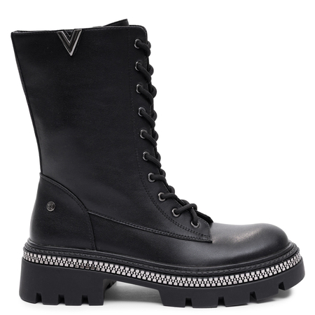 Maciejka Women's Leather Lace-Up Platform Boots Black K7733-01/00-7