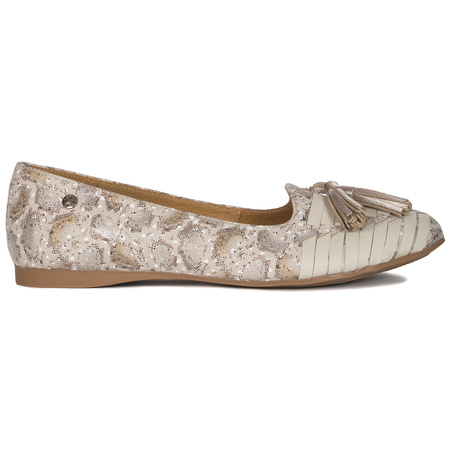 Maciejka 04016-25/00-5 Beige + Gold Ballerinas