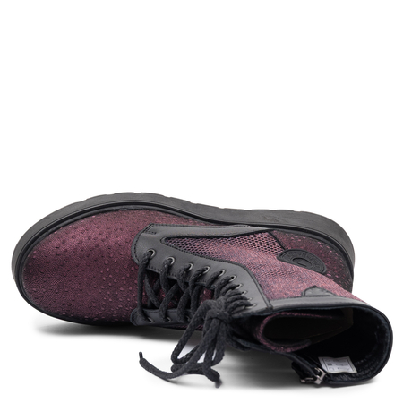 Maciejka Leather Platform Ankle Boots Lace-Up Burgundy 6720W-23/00-8
