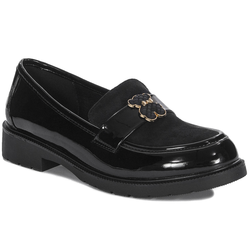 S.Barski Mokasyny damskie Black Patent czarne lakierowane