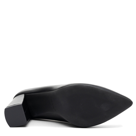 Sergio Leone Pointed-Toe Block-Heel Pumps Black PB216-CZARNY-PU