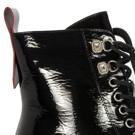 D&A Women's boots ankle boots black lacquered