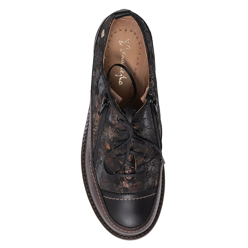 Maciejka Dual-Zip Leather Lace-Up Shoes Textured Brown 07056-02-00-1