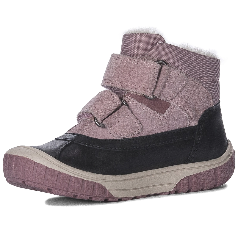 GEOX Botki dziecięce dziewczęce ocieplane na rzepy Black/Rose