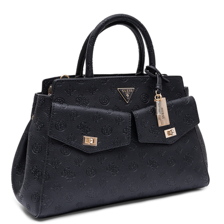 Guess Torebka Damska Duża Klasyczna Do Ręki I Na Ramię Wytłaczana Czarna HWPD2222070-BLACK