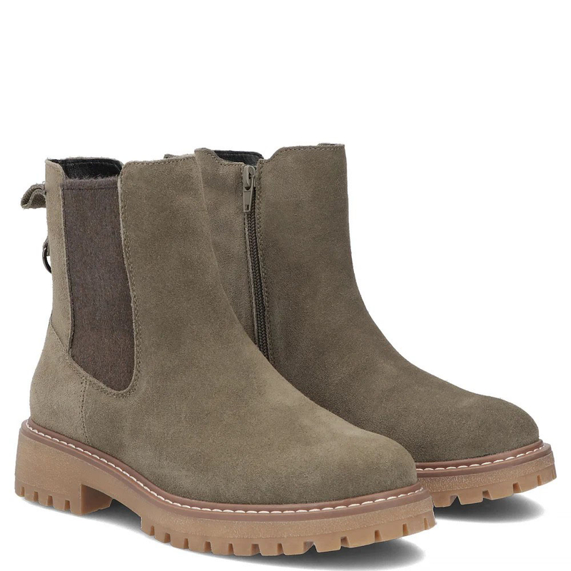 Filippo Zamszowe Ocieplane Botki Sztyblety Na Traperze Khaki DBT7935-26-KH