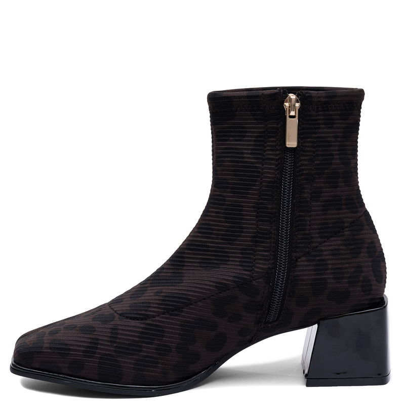 Gioseppo Fashionable Sock Block Heel Women's Ankle Boots in Dark Leopard Print 80794-NEGRO