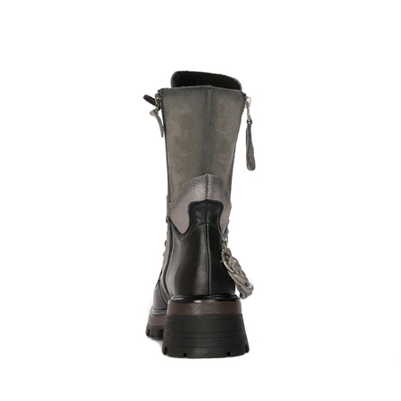 Maciejka Black + Grey Women's Lace-Up Boots