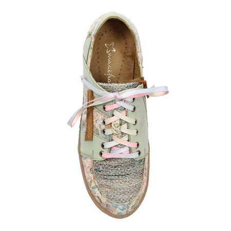 Maciejka Skórzane Sneakersy w Kwiaty Zielone 06791-09-00-1