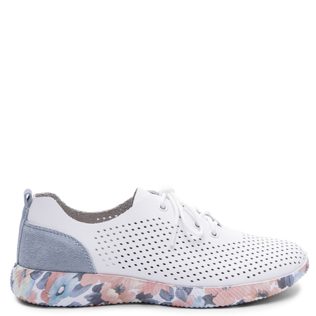 Artiker Skórzane Sneakersy Ażurowe Kolorowa Podeszwa Białe 58C0586
