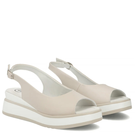 Filippo Leather Wedge Sandals Beige DS6153-26-BE