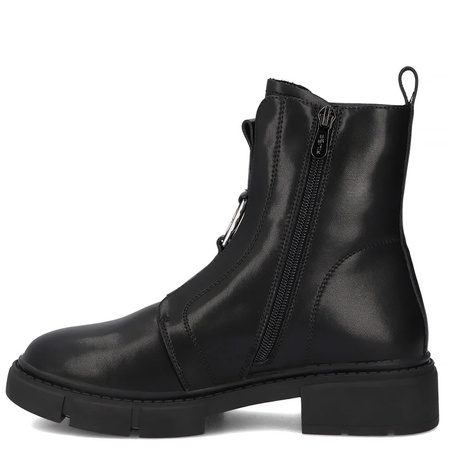 Filippo Leather Insulated Women's Ankle Boots Flat Heel Black DBT652425BK