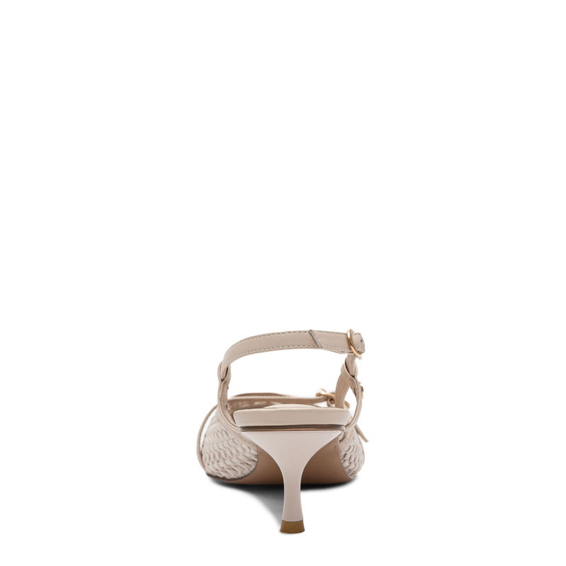 Maciejka Leather Woven Slingback Kitten Heel Pointed-Toe Pumps Beige K7446-22/00-1