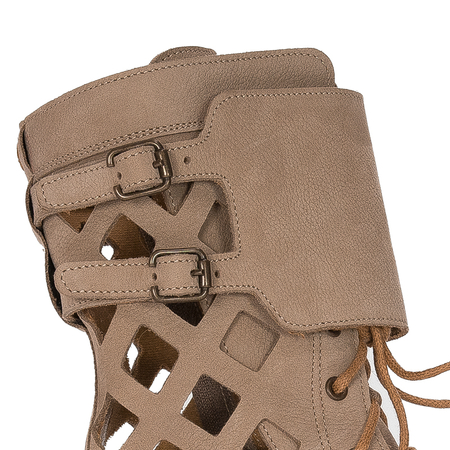 Maciejka Women's boots, leather, nubuck, openwork beige