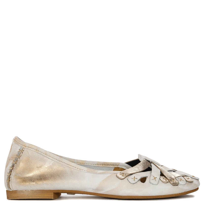 Maciejka 01358-22/00-0 Beige + Gold Ballerina