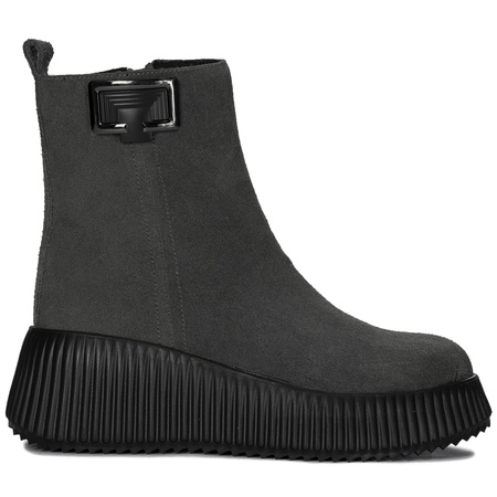 Filippo Botki Damskie Ocieplane Na Platformie Zamszowe Szare