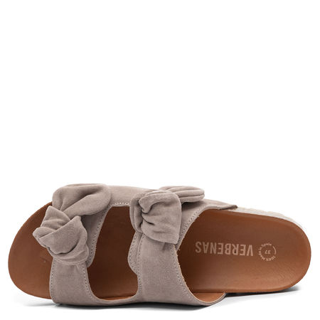 Verbenas Rain Natural Suede Knotted Slides Beige RAIN-VELOUR-PIE