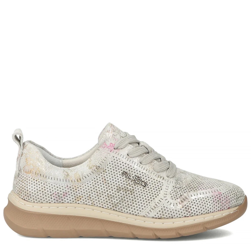 Filippo Skórzane Sneakersy Damskie Siateczkowe Szare DP7573-26-GR