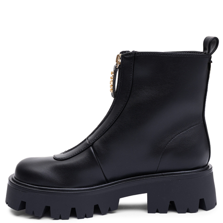 Guess Stylish Women's Platform Ankle Boots With Golden Front Zipper Black FLFRR2-ELE10-BLK