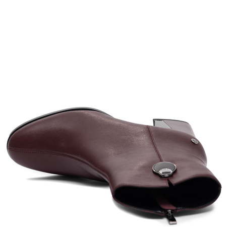 Maciejka Elegant Insulated Leather Ankle Boots Block Heel Burgundy K7203-23/00-8